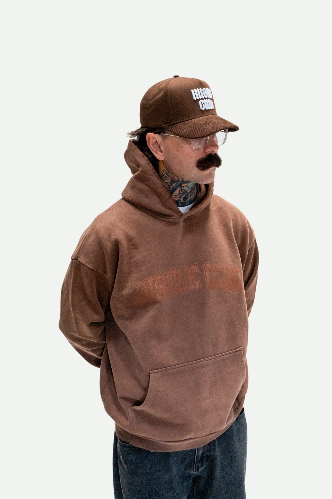 Varsity Oversized Hoodie (Washed Brown)